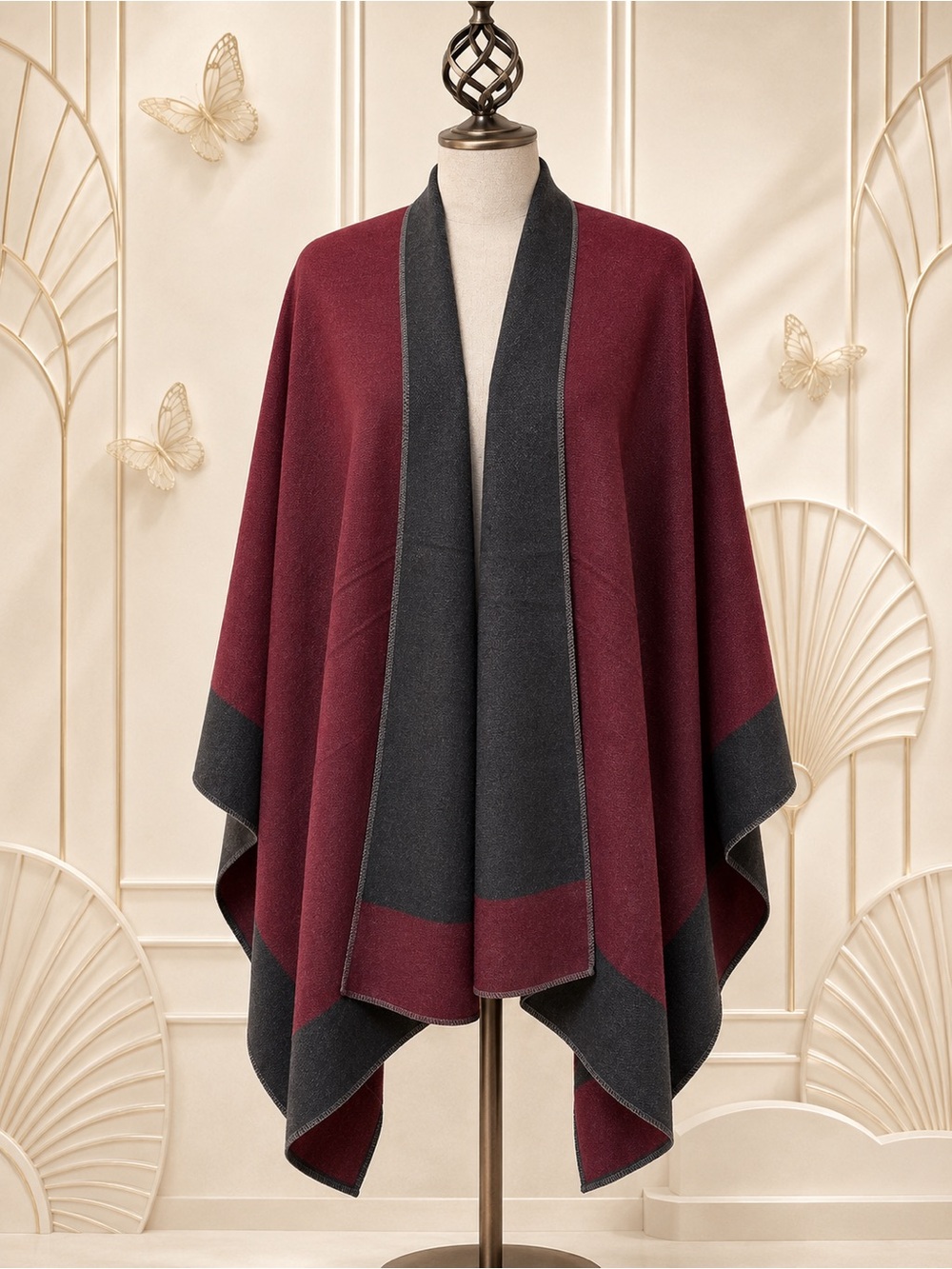 🆕😍Lux Aubergine /Charcoal Reversable 2 Tone Cape